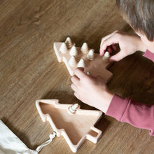 Load image into Gallery viewer, small wooden christmas trees, set of 10 for loose parts play