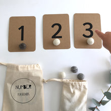 Load image into Gallery viewer, Number flashcards with 2cm felt balls