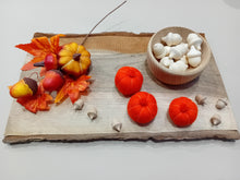 Load image into Gallery viewer, Felt pumpkins and wooden acorns for loose parts play