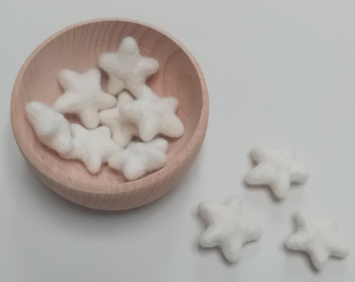 White Felt stars - loose parts play