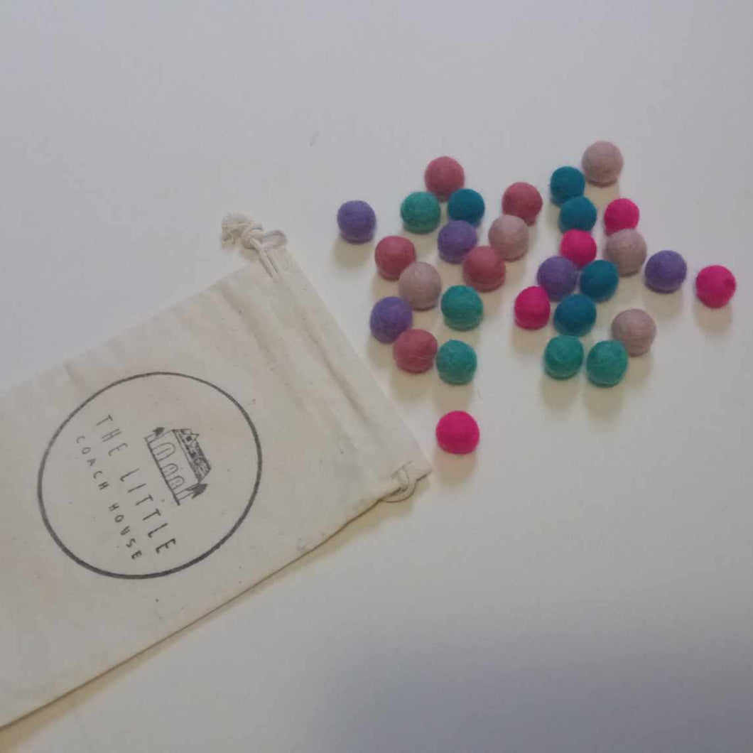 1cm Mini Felt Balls - Fantasy (blues/pinks)