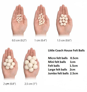 1cm Mini Felt Balls - Greys