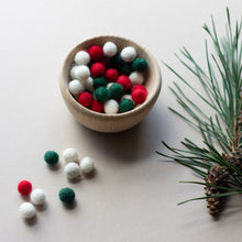 Load image into Gallery viewer, Mini felt balls 1cm christmas colours