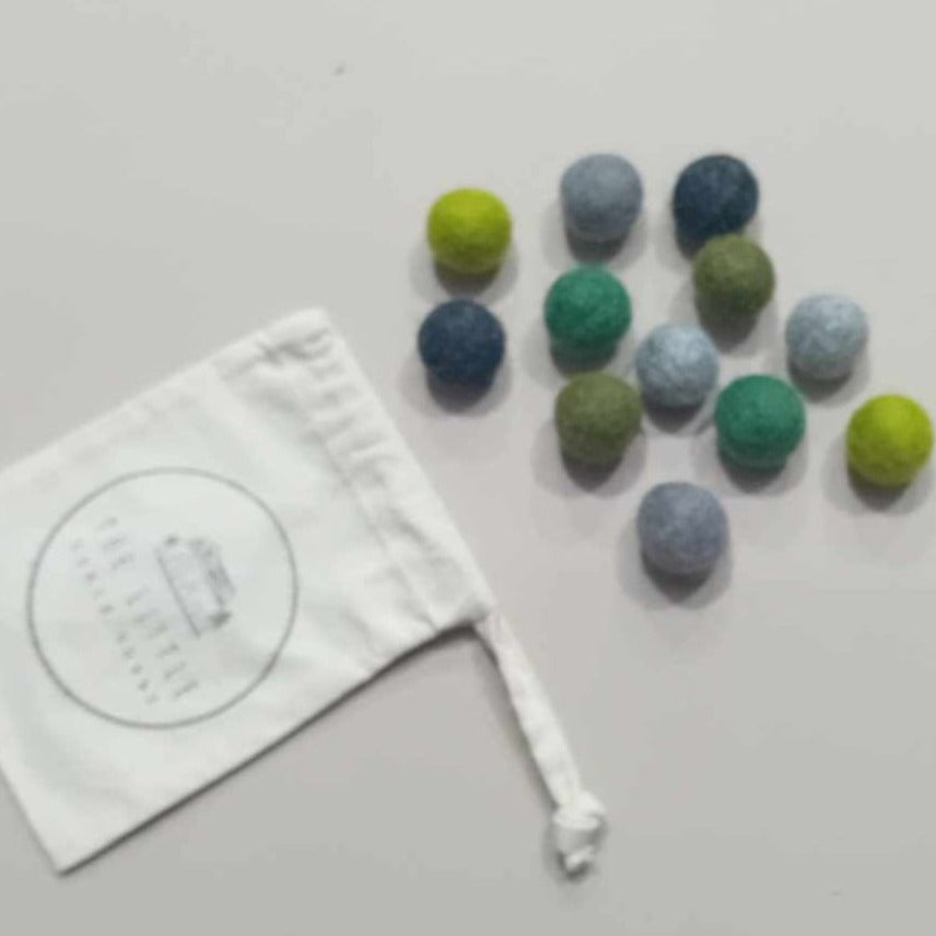 Set of 12 large 2cm felt balls - earth colours