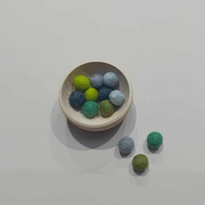 Set of 12 2cm felt balls, earth colours