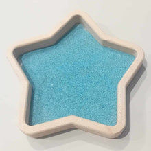 Load image into Gallery viewer, blue coloured play sand and star sensory play tray