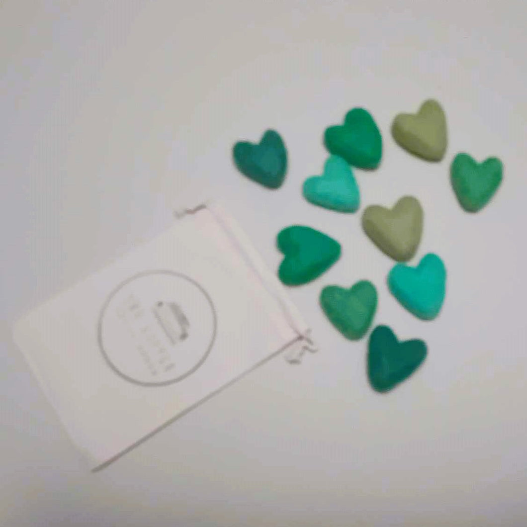 green felt hearts