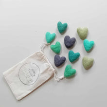 Load image into Gallery viewer, set of green felt hearts