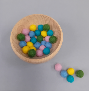 rainbow pastel mini felt balls 1cm