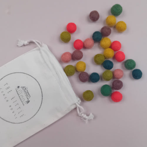 1cm Mini Felt Balls - Autumn