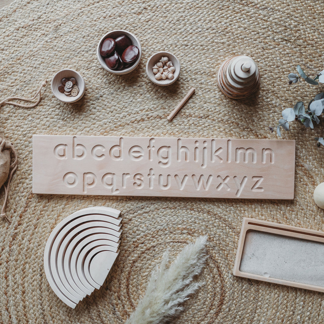 Wooden alphabet tracing board