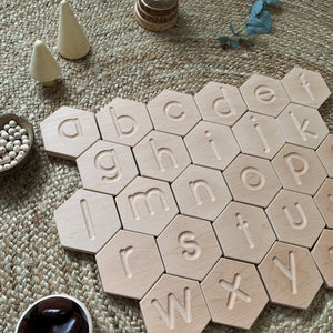 Large hexagonal alphabet tile set The Little Coach House