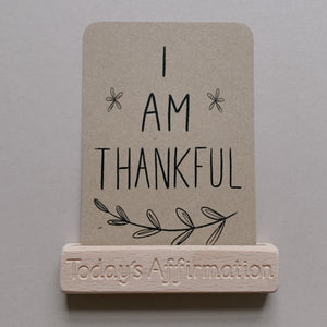 Affirmation flashcards and wooden flashcard stand