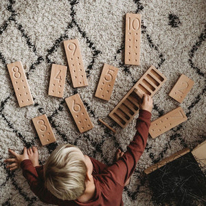 Number counting blocks, wooden montessori learning resource