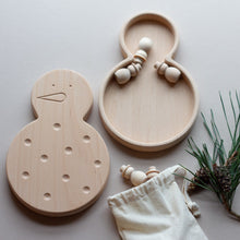 Load image into Gallery viewer, wooden snowman fine motor board and snowman sensory tray