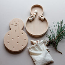 Load image into Gallery viewer, wooden snowman fine motor board and snowman sensory tray