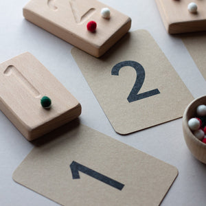 Number learning bundle, number flashcards, number blocks, 1cm felt balls