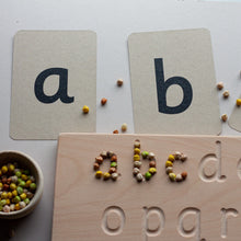 Load image into Gallery viewer, wooden alphabet board and alphabet flashcards