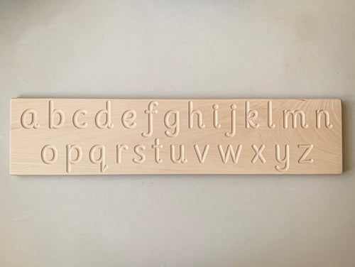 wooden alphabet board school font