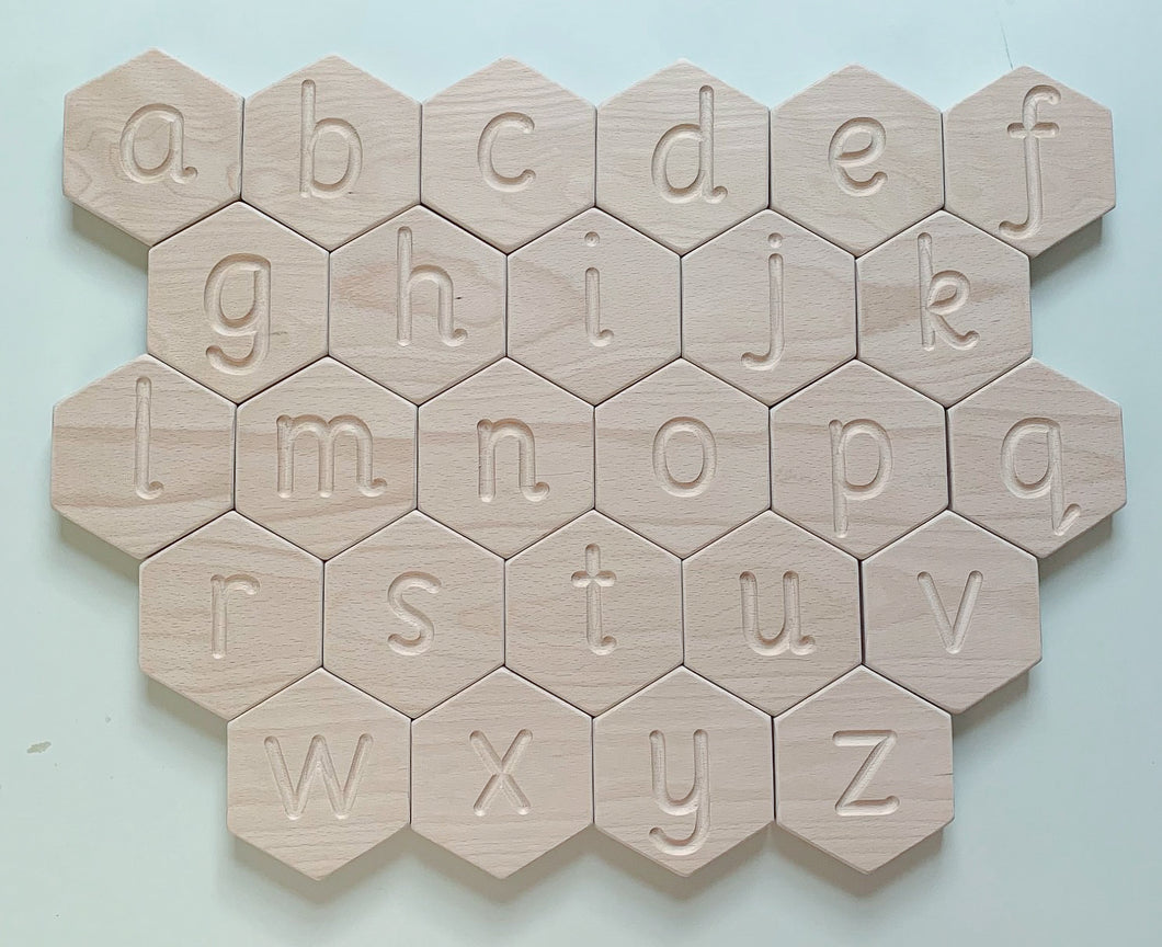 Large hexagonal alphabet tile set The Little Coach House