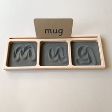 Load image into Gallery viewer, three part sand writing tray with word flashcards