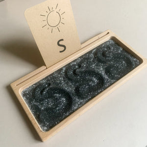 Black glitter sand for writing sand tray or wooden sorting tray